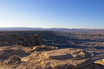 Looking down from the Moon Overlook in Southern Utah. Indicated by the name, this point overlooks an otherwordly and moon-like landscape from a high cliff