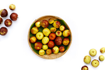 Fresh jujube fruit on white background
