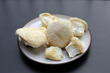 Fresh lion's mane mushroom. (Yamabushitake Mushroom)