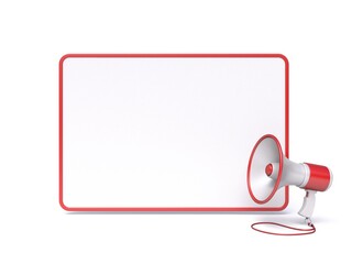 Red megaphone with billboard 3D