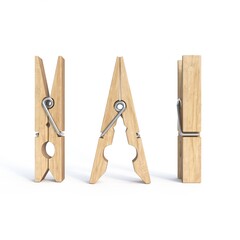 Wooden clothes pins 3D