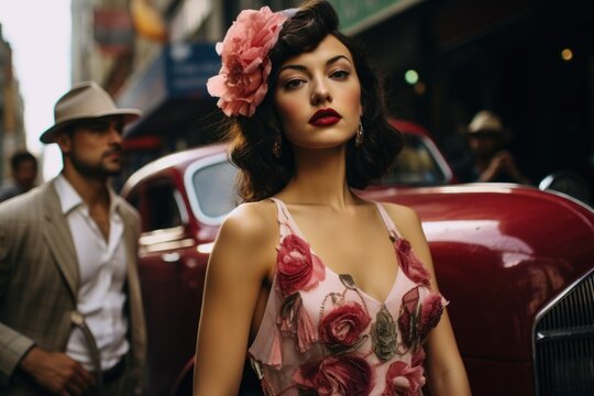 Beautiful flappers dressed in style of Roaring twenties . Vintage, retro party, fashion, girls friends, 1920s 1930s style gentlemen in a luxury, Flapper Chicago gangsters, nightlife elegance.