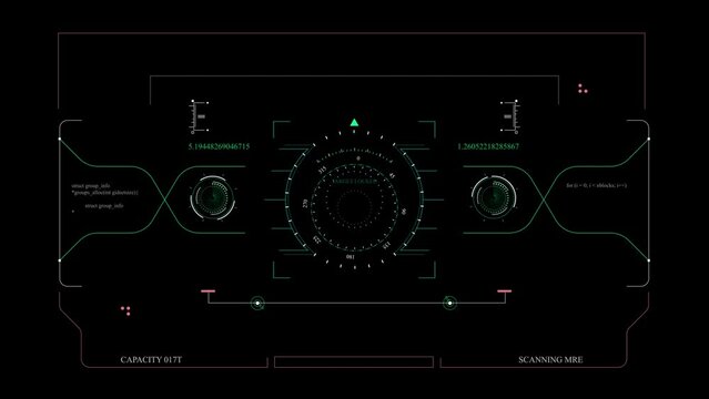 Target Circle 2D HUD (Heads-Up Display) Design Animation - Futuristic Loading Pending Screen Interface, Gaming or Drone Footage Overlay in 4K