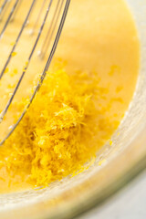 Lemon blueberry bundt cake with powdered sugar dusting