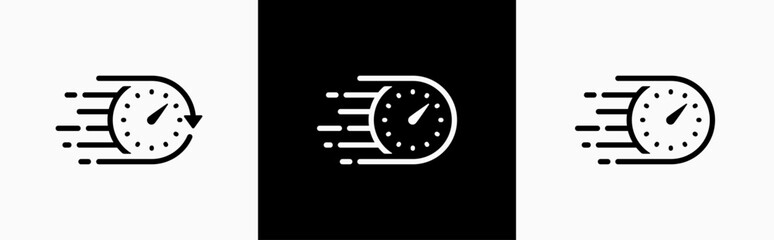 Quick time or deadline icon set in line style, Timers, Express service, Countdown timer and stopwatch flat style simple black symbol sign for apps, UI, and website, vector illustration - obrazy, fototapety, plakaty