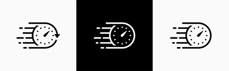 Foto op Canvas Quick time or deadline icon set in line style, Timers, Express service, Countdown timer and stopwatch flat style simple black symbol sign for apps, UI, and website, vector illustration © Evolvect
