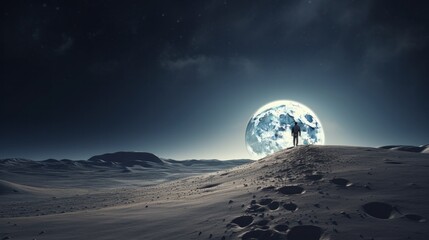 High-resolution image of man walking on the moon