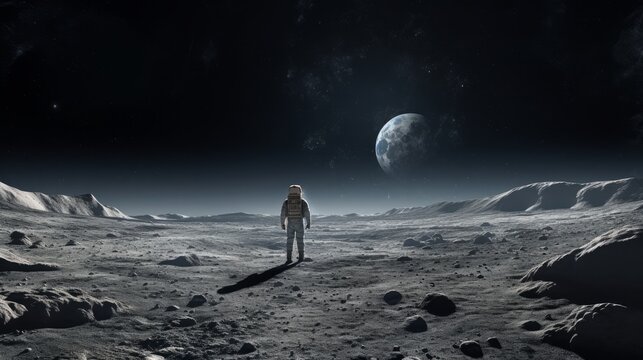 High-resolution image of man walking on the moon