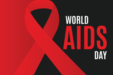 World AIDS Day 1 December , World Aids Day concept with shiny red ribbon of aids awareness - obrazy, fototapety, plakaty