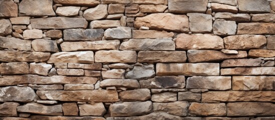 Fototapeta premium A picture capturing the vertical view of a wall made of textured stones
