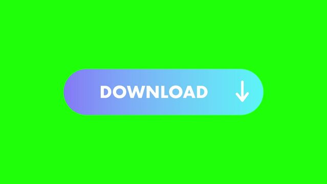 4 download button animations in different colors. Colorful round button with download text. Isolated element or symbol on green screen background.