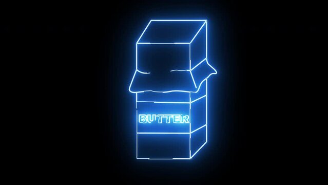 Animated butter icon with a glowing neon effect