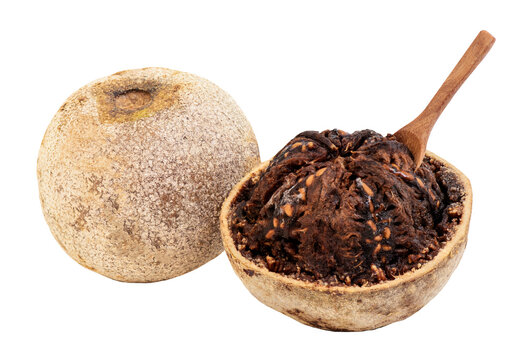 Elephant apple or Limonia acidissima fruits on transparent background.