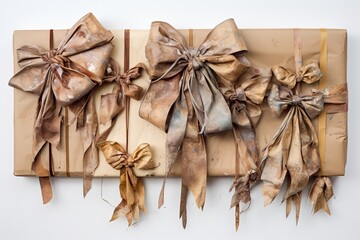 Elegant holiday and birthday gifts, beautifully wrapped and embellished with luxurious ribbons and bows