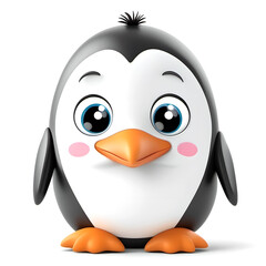 Cute Penguin, Cartoon Animal Toy Character, Isolated On White Background