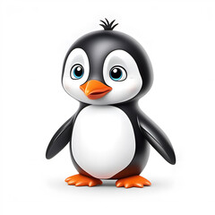 Fototapeta premium Cute Penguin, Cartoon Animal Toy Character, Isolated On White Background