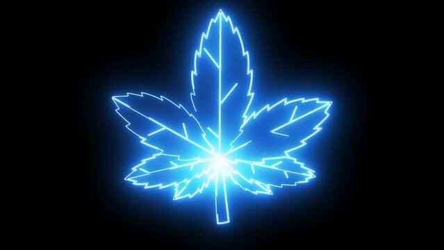 Animated marijuana leaf icon with a glowing neon effect