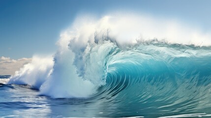 Foamy waves rolling up in the ocean. Dynamic motion sea water.