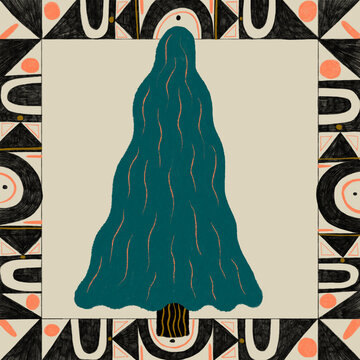 christmas tree with seamless pattern