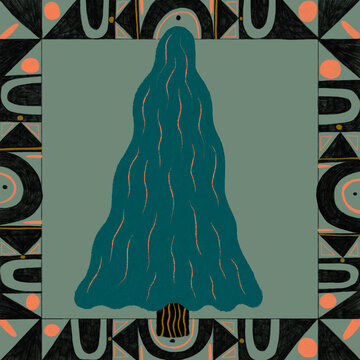 christmas tree with seamless pattern