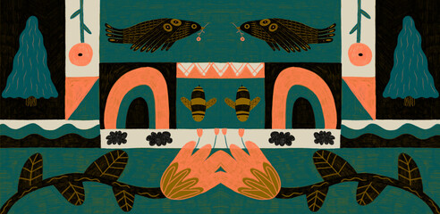 Illustration of various creative designs in frame