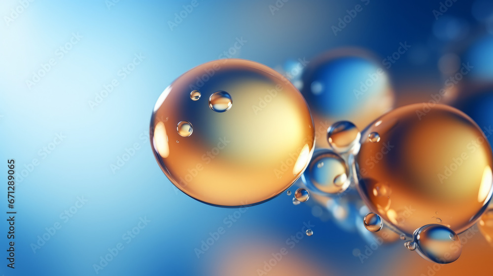 Poster a group of bubbles floating in the air