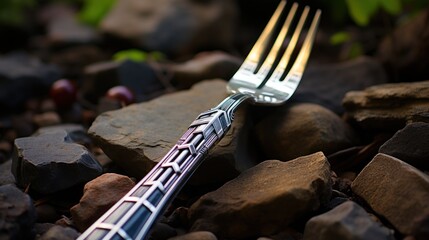 Fork like insignia that could fit on a soldier.UHD wallpaper - obrazy, fototapety, plakaty