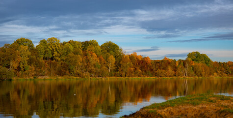 autumn landscape with river, 