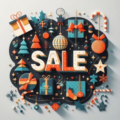 3d Christmas sale and seasonal discount templates, banner. Big sale,  Xmas banner design, advertising, marketing Sale banner template created with generative ai