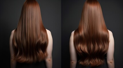 Very long and healthy dark brown hair, young thin fit beautiful white woman model, great for advertisement, generative ai