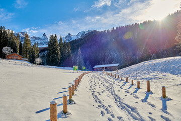 Ski resort Madonna di Campiglio.Panoramic landscape in the autumn time of the Dolomite Alps in...