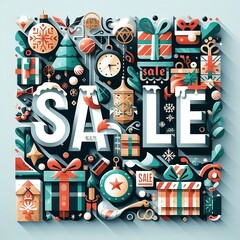 Christmas sale poster template banner. Sale card. discount  created with generative ai 