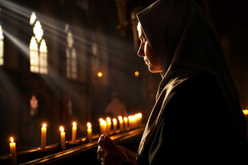 Nun, a member of a religious community leading a nun's life. member of a religious community,...