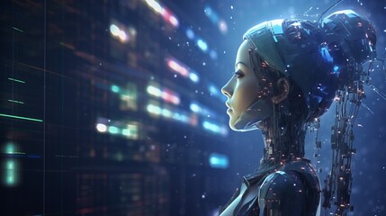 AI crypto trade artificial technology business background robot bot digital concept stock. Semiconductor crypto intelligence ai computer trade chip money finance 3D data analysis cyber currency market