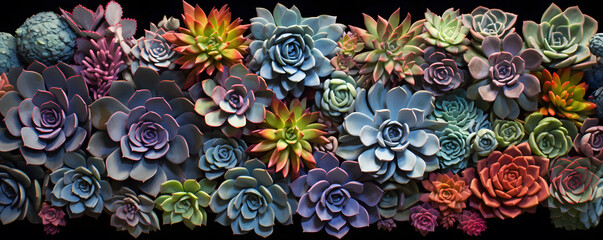 a variety of succulents - colourful succulent plant background	