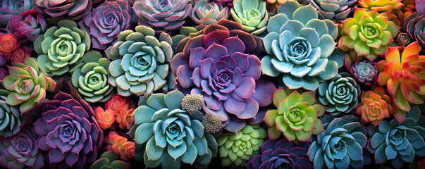 a variety of succulents - colourful succulent plant background	