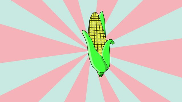 Animated corn icon with a rotating background