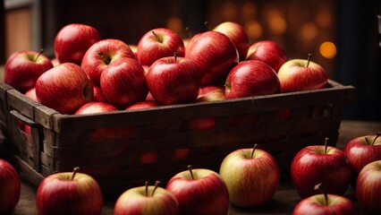 Close-up high-resolution image of big red apples. Generative AI.