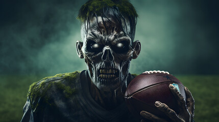 portrait of a zombie american football player