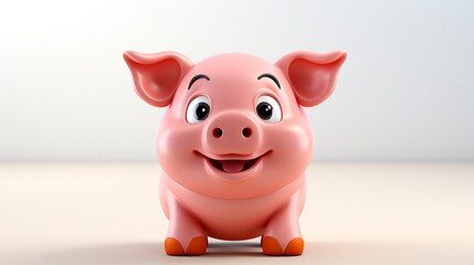 3d cute pig photo, generative ai