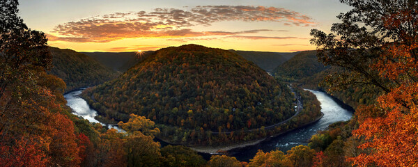 Autumn Sunrise over the New River of West Virginia