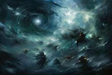 Whirling cyclone riders, harnessing the power of storms atop their magical steeds - Generative AI - obrazy, fototapety, plakaty