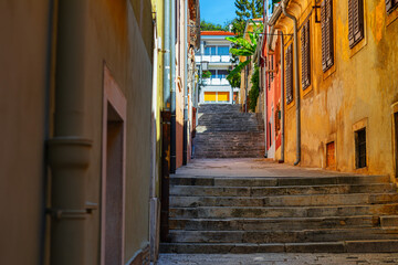 Old streets and stairs of the old town of Pula, Croatia