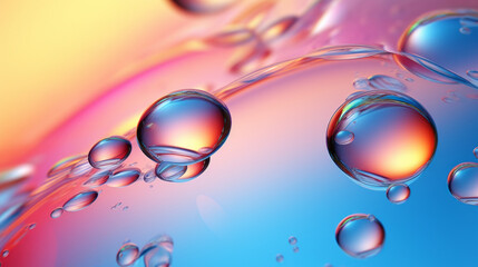 A close up of water droplets on a colorful background