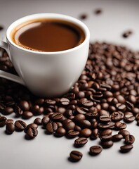 Obraz premium coffee on the table, coffee beans, commercial photography, 