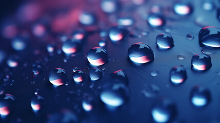 A close up of water droplets on a surface - obrazy, fototapety, plakaty