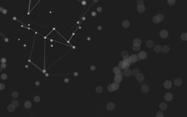 Abstract background. Molecules technology with polygonal shapes, connecting dots and lines. Connection structure. Big data visualization.