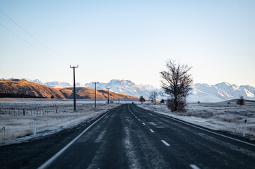 Winter in New Zealand with Snowy Mountains highway