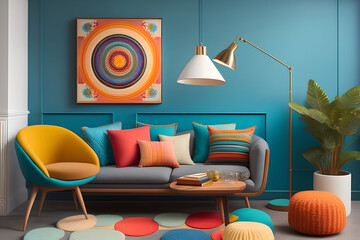 modern lounge, multi-colour. generative AI.