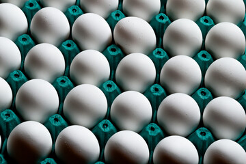 white eggs in box for sale or food preparation